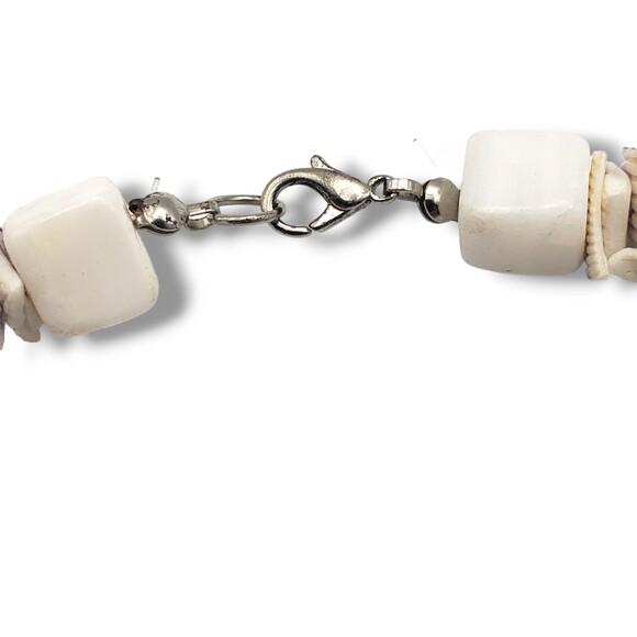 Vintage Shell Cube Chip Collar Chunky Necklace MOP Natural Boho Beach 18" - Picture 7 of 8